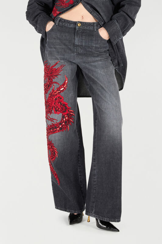 RC Jeans Con Ricamo E Paillettes RC Jeans Con Ricamo E Paillettes Nero/Rosso VQJ251-DN001