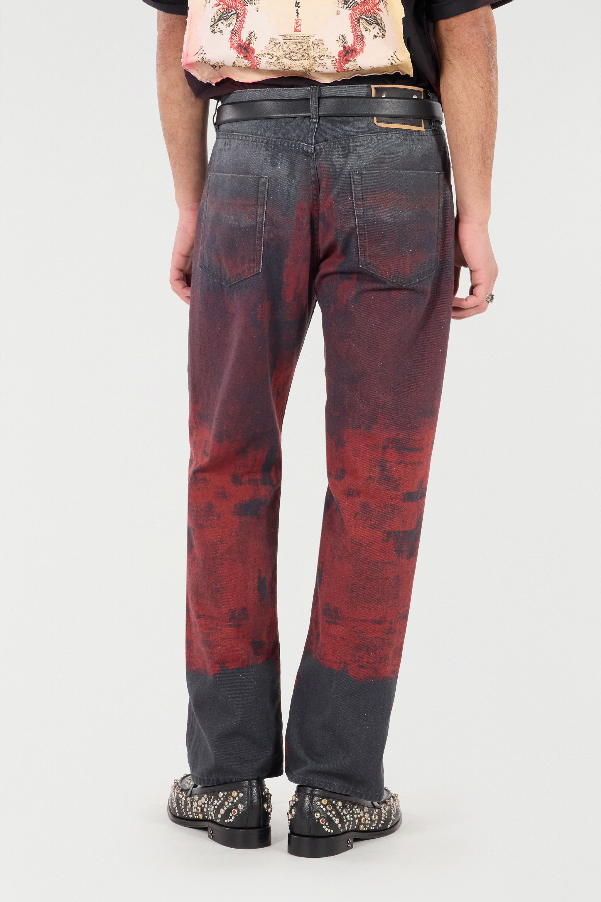 RC Jeans Con Stampa Effetto Maltinto Nero/Rosso VNJ206-4NP69