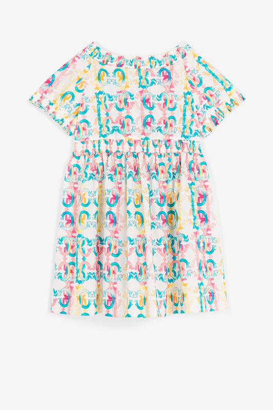 JU Colour-block monogram-print dress Light blue QJT136-CIG21