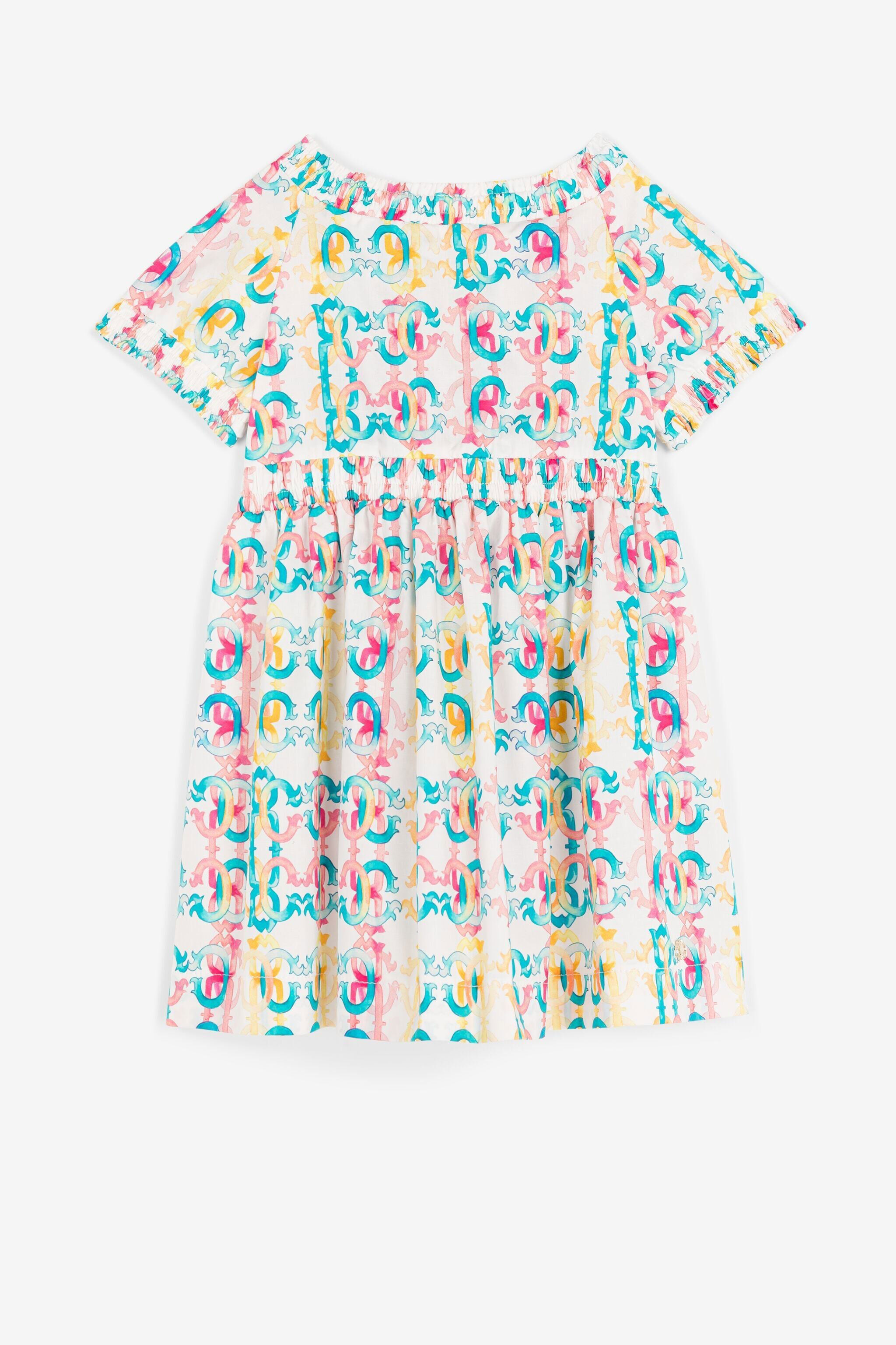 JU Colour-block monogram-print dress Light blue QJT136-CIG21