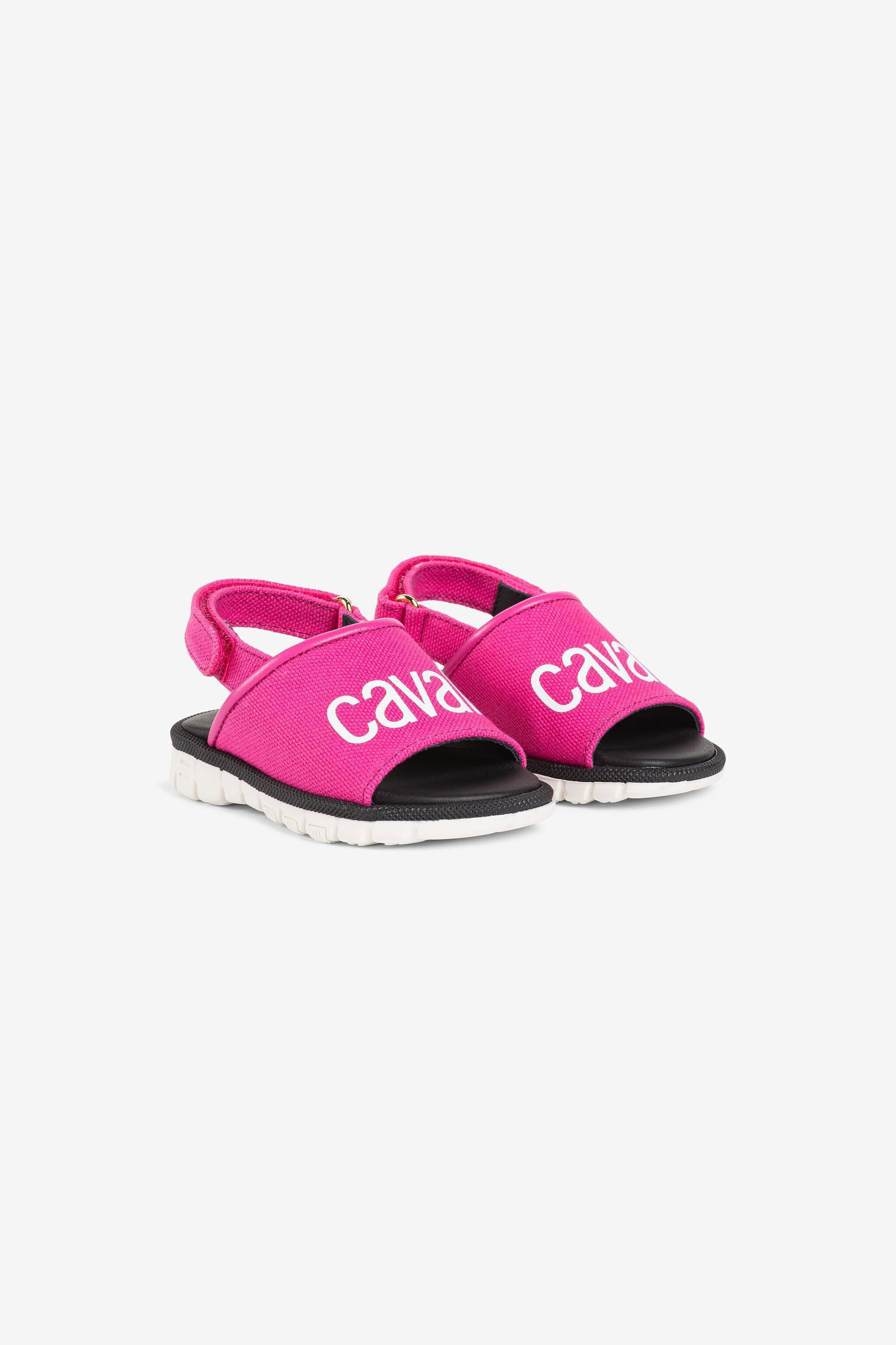 Sandali con logo in Fucsia da Bambina Roberto Cavalli