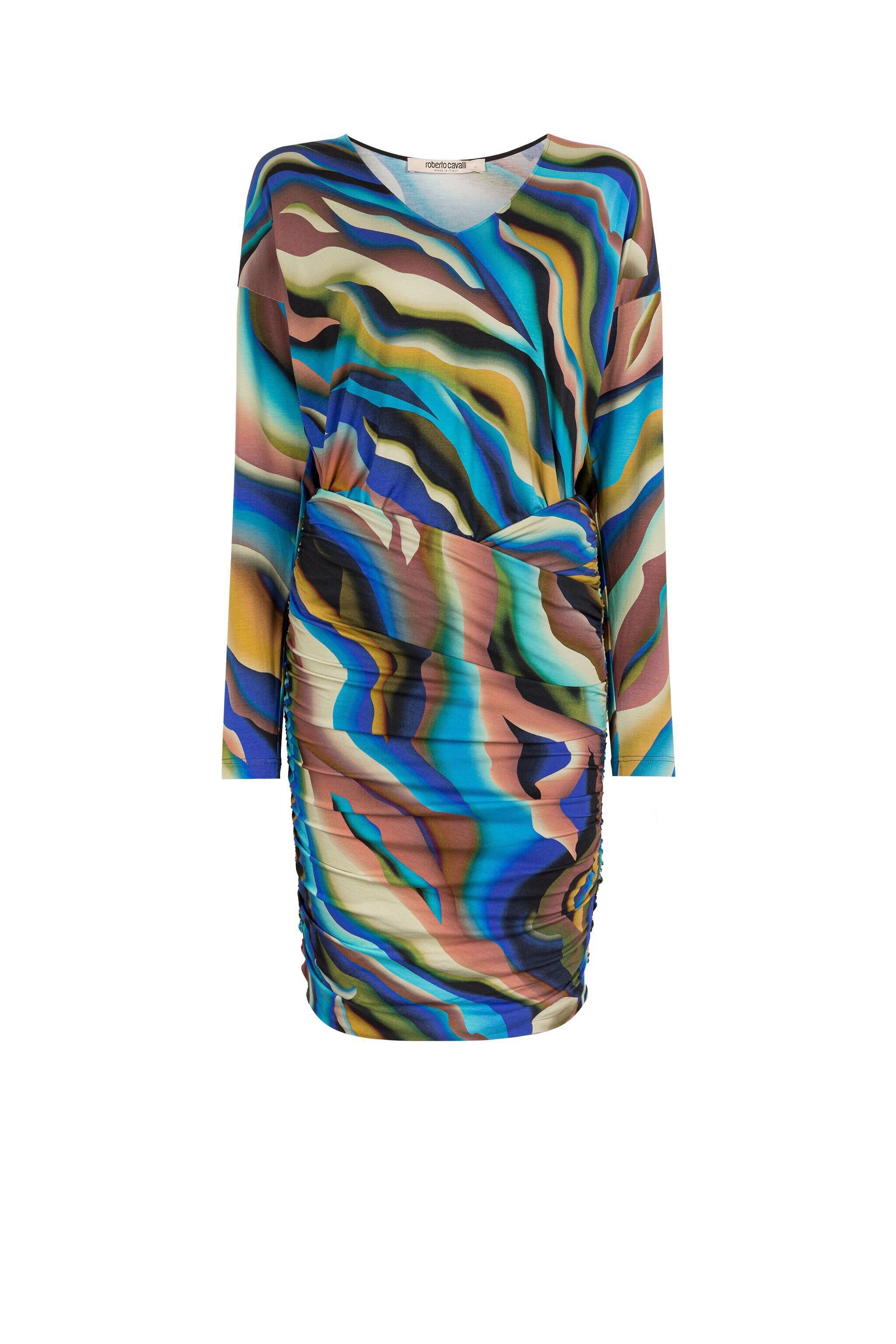 RC Abstract-Print Mini Dress BLUE/PINK JWT109-8FT52