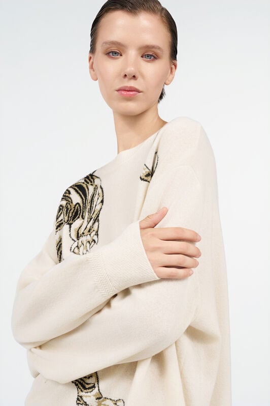 RC Wollpullover mit Tigermotiv IVORY WKM603-MQ014