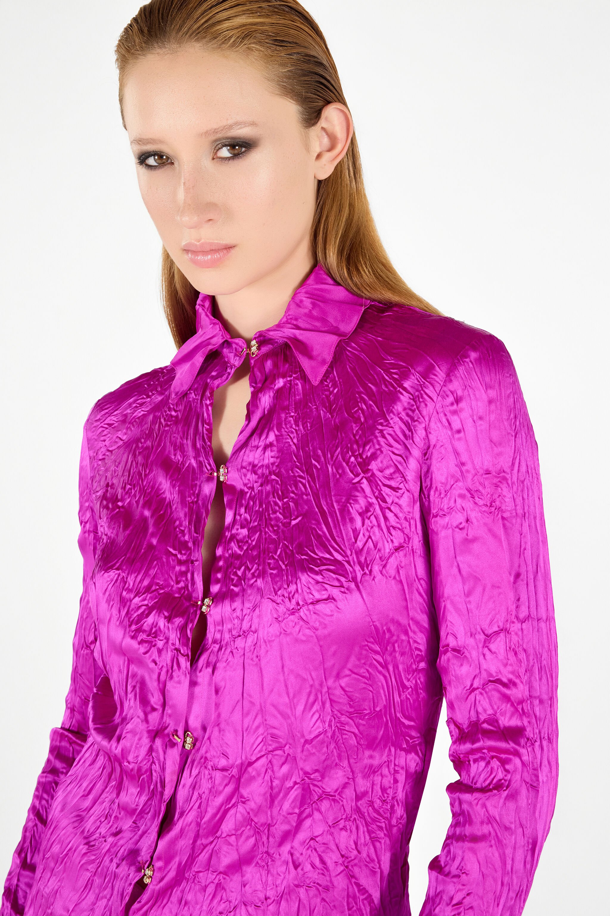 RC Chemise Structurée Unie Fuchsia UWT701-SE045