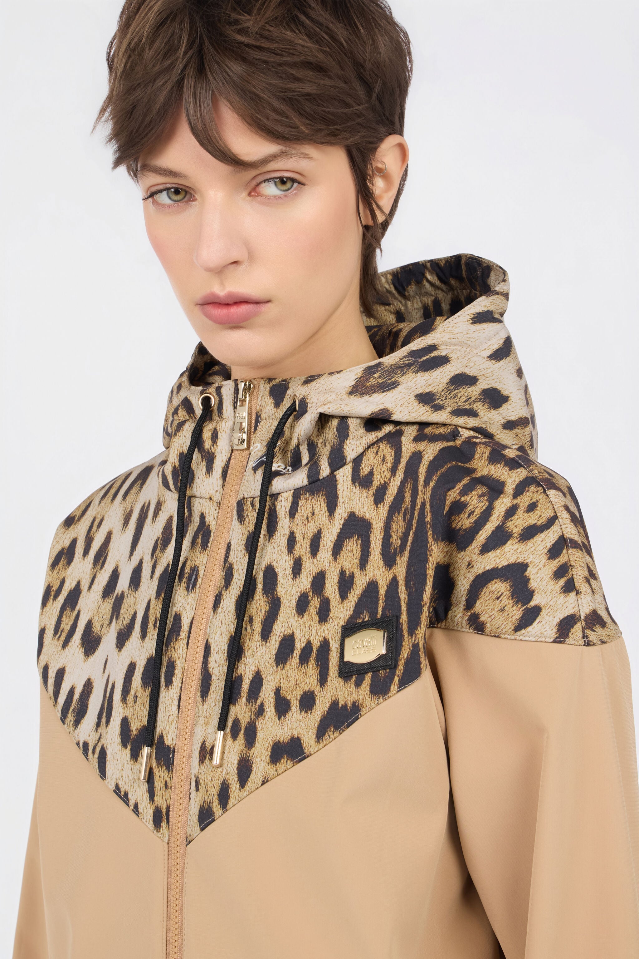 CL Blouson Bomber à Capuche en Imprimé Léopard CL Blouson Bomber à Capuche en Imprimé Léopard Gold/Natural RXT40J-SB001