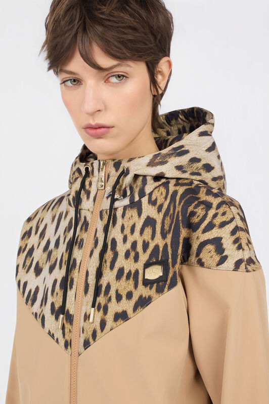 CL Blouson Bomber à Capuche en Imprimé Léopard CL Blouson Bomber à Capuche en Imprimé Léopard Gold/Natural RXT40J-SB001