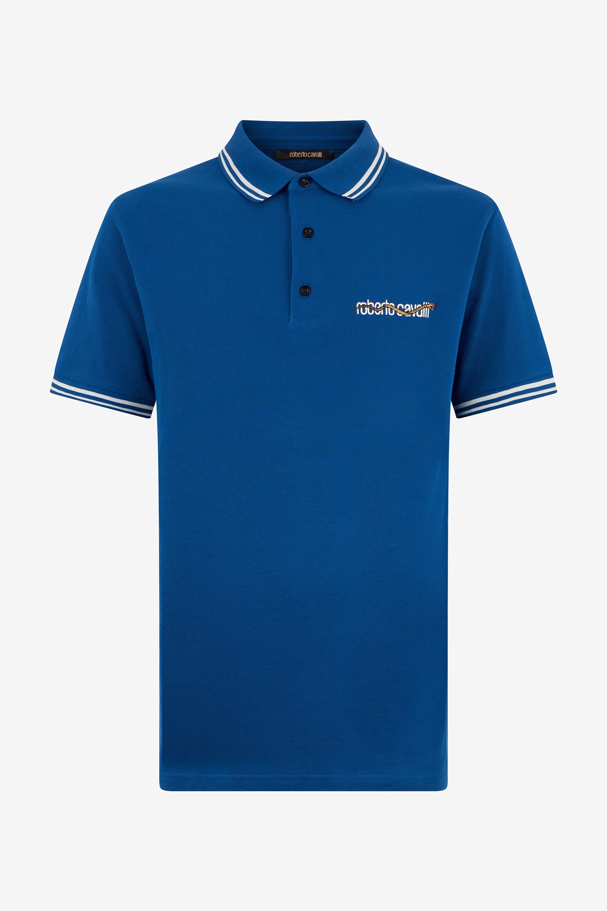 MARGO POLO ビリヤードキュー 青 Marble Print Polo in BLUE for Men | Roberto Cavalli®