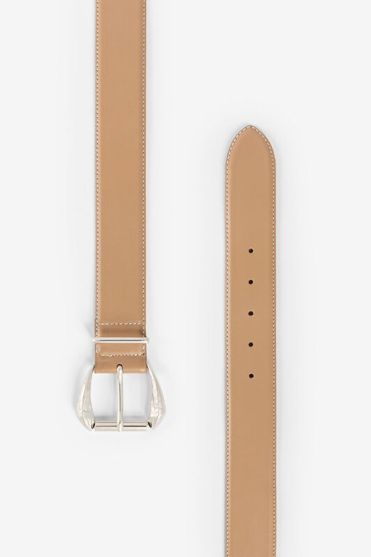 RC Buckled leather belt RC Buckled leather belt KAKI QRC004-IZACD