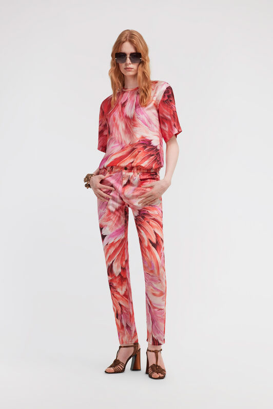RC Plumage print t-shirt Fucsia SWT644-4QL71