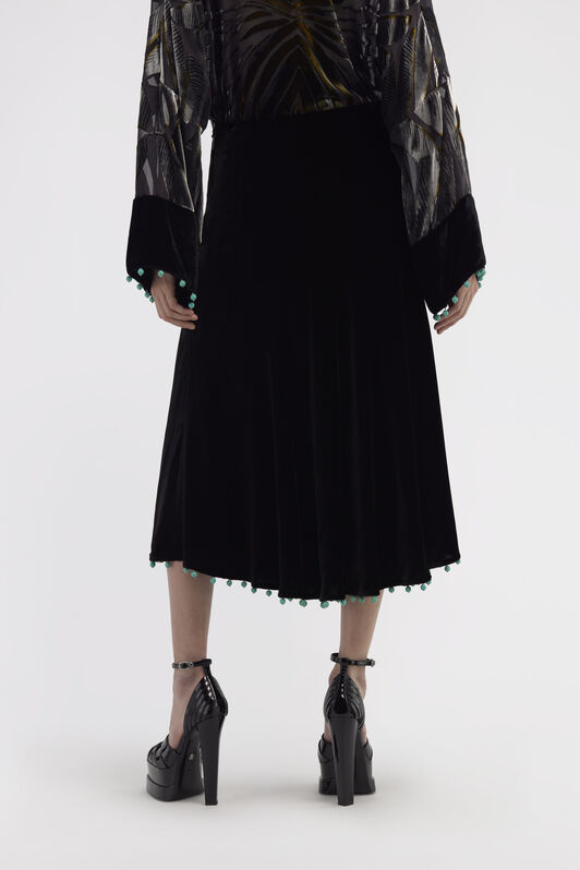 RC Beaded-trim high-waisted skirt Schwarz RKR304-VL067