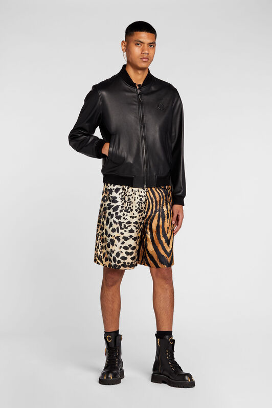 RC Bomberjacke aus Leder BLACK/GUN NNP820-PN001