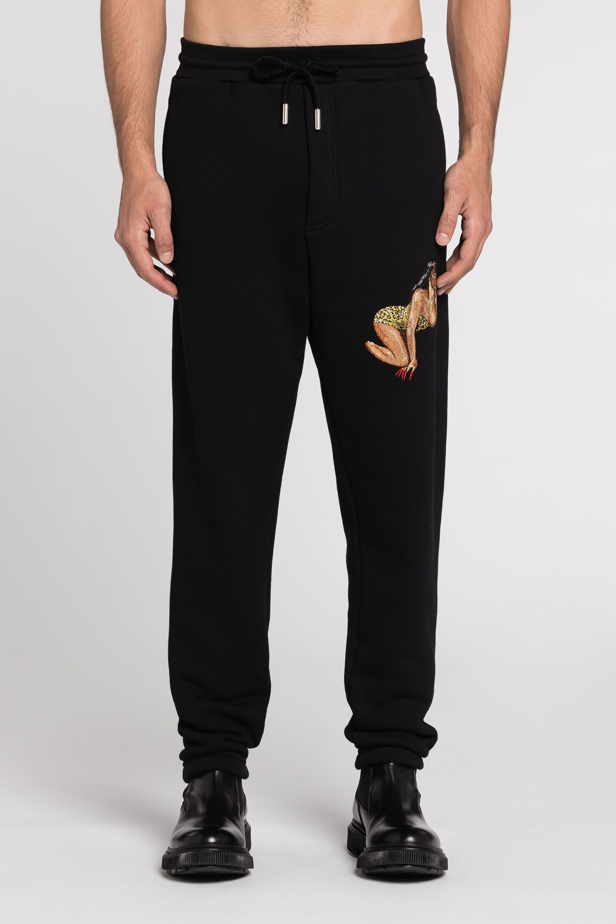 RC Embroidered Cotton Track Pants Black RRT25K-CF050