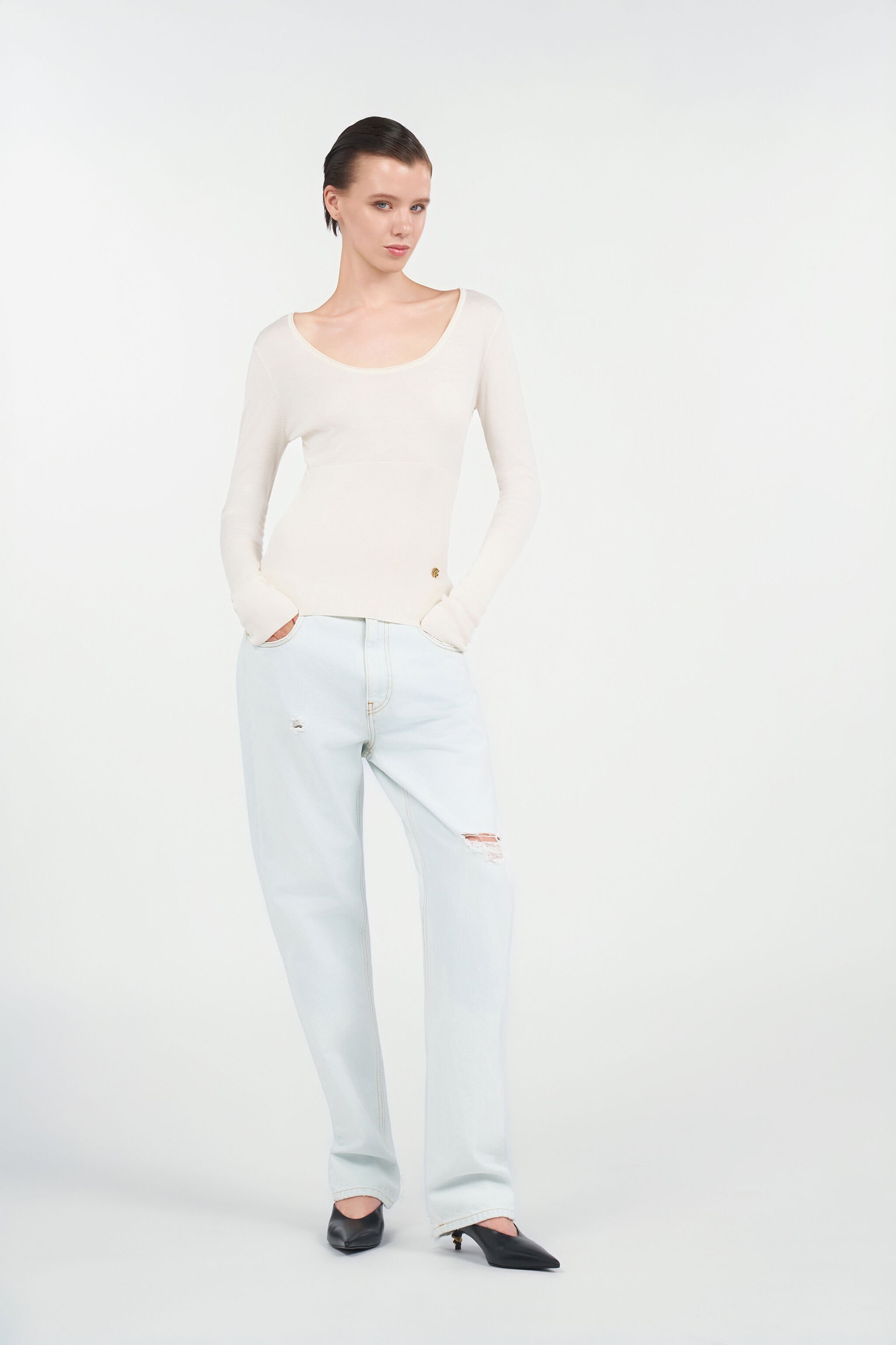 RC Cotton sweater Avorio UWM608-WH003