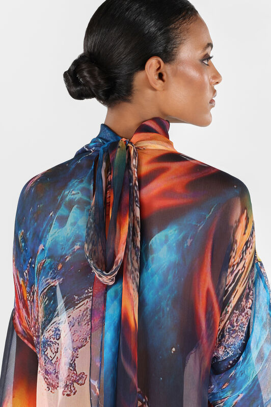 RC Itaca Print Long Dress Blue/Orange UWT140-CKN98