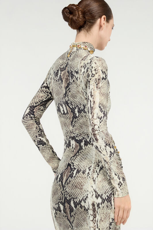 RC Midi Dress with Python Print Marrón claro VWT158-LNQ75