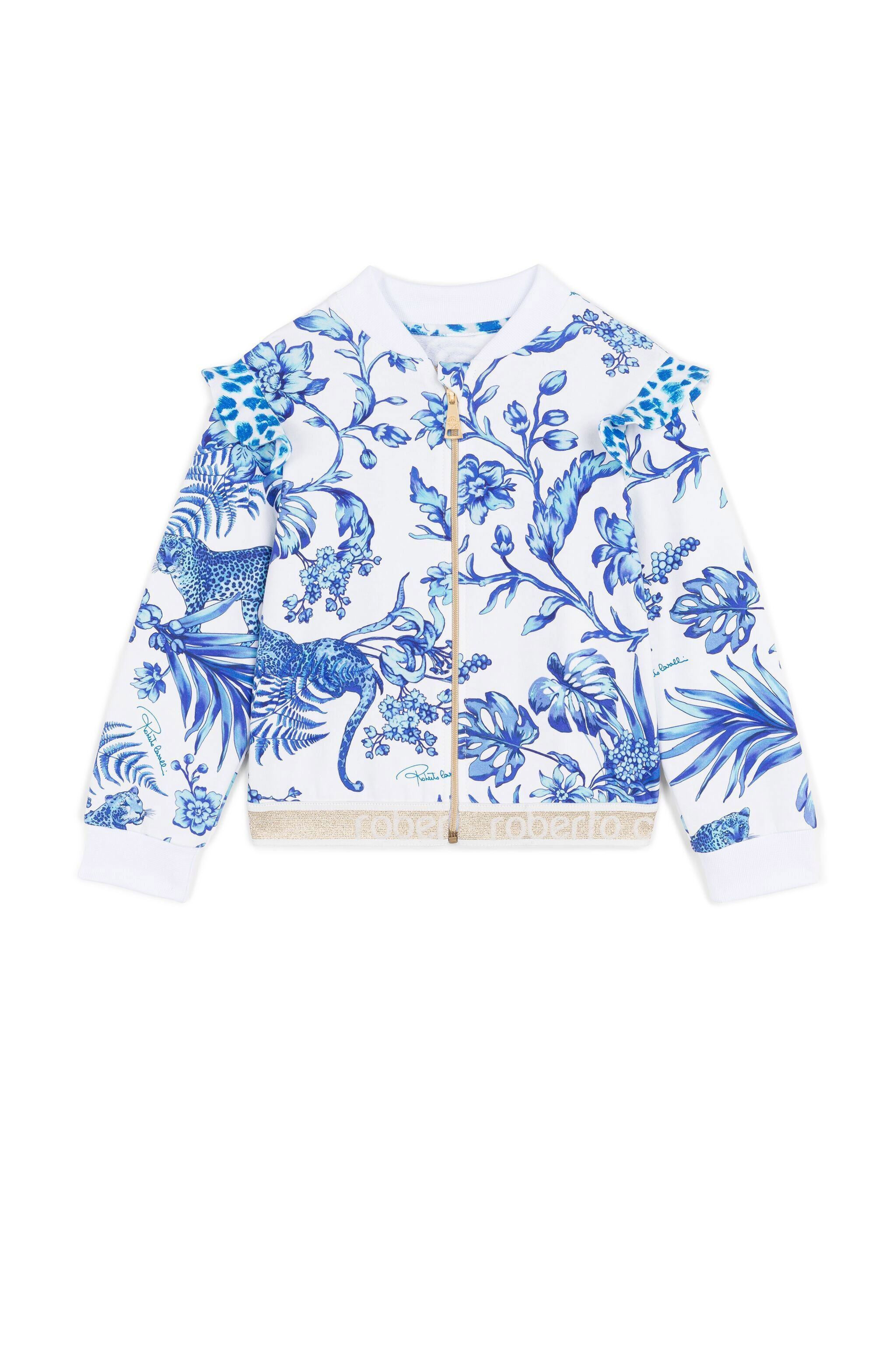JU Wildlife-Print Bomber Jacket WHITE/BLUE MJT925-HUB67