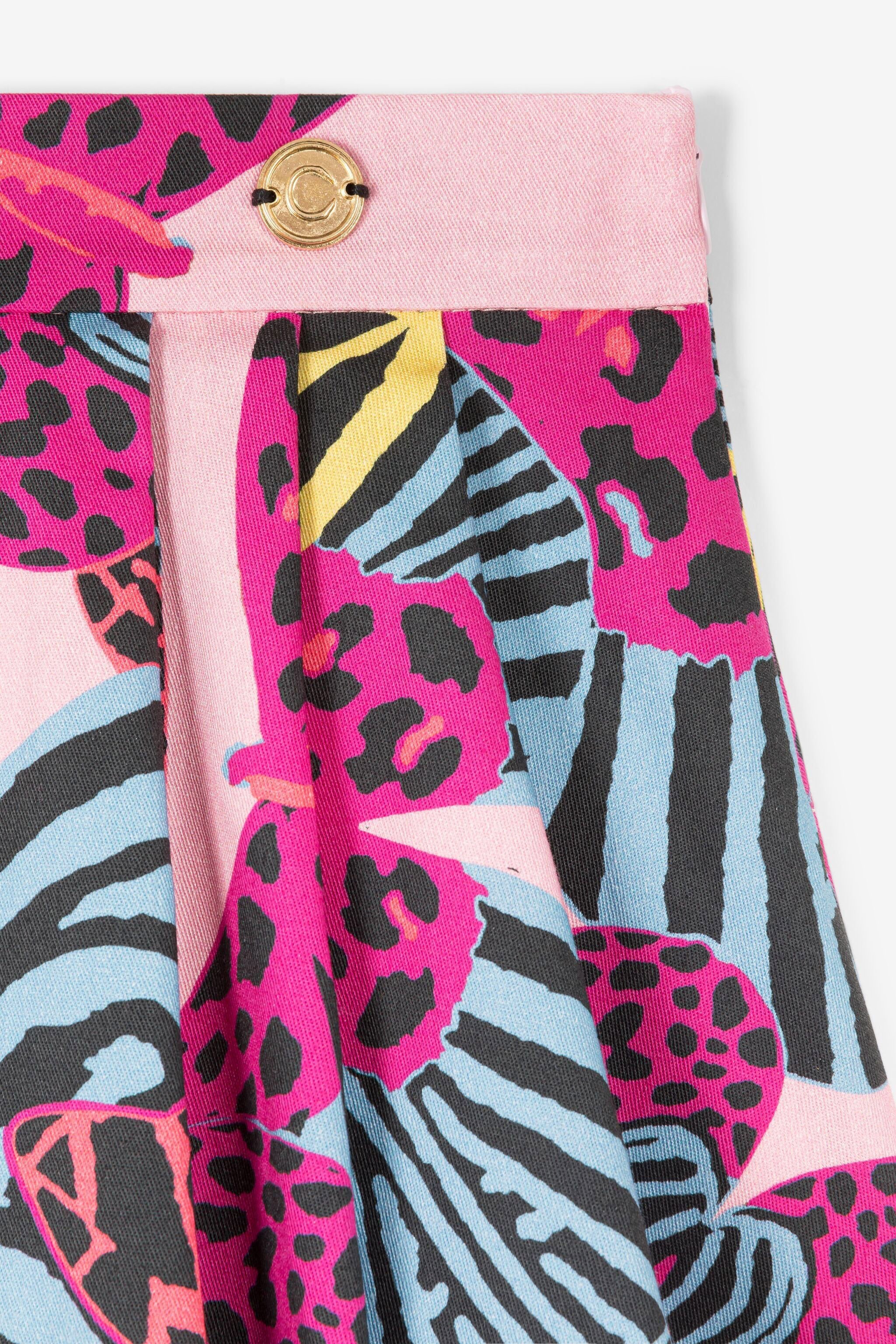 JU Gonna plissettata con stampa grafica Fucsia PJT305-9NE44