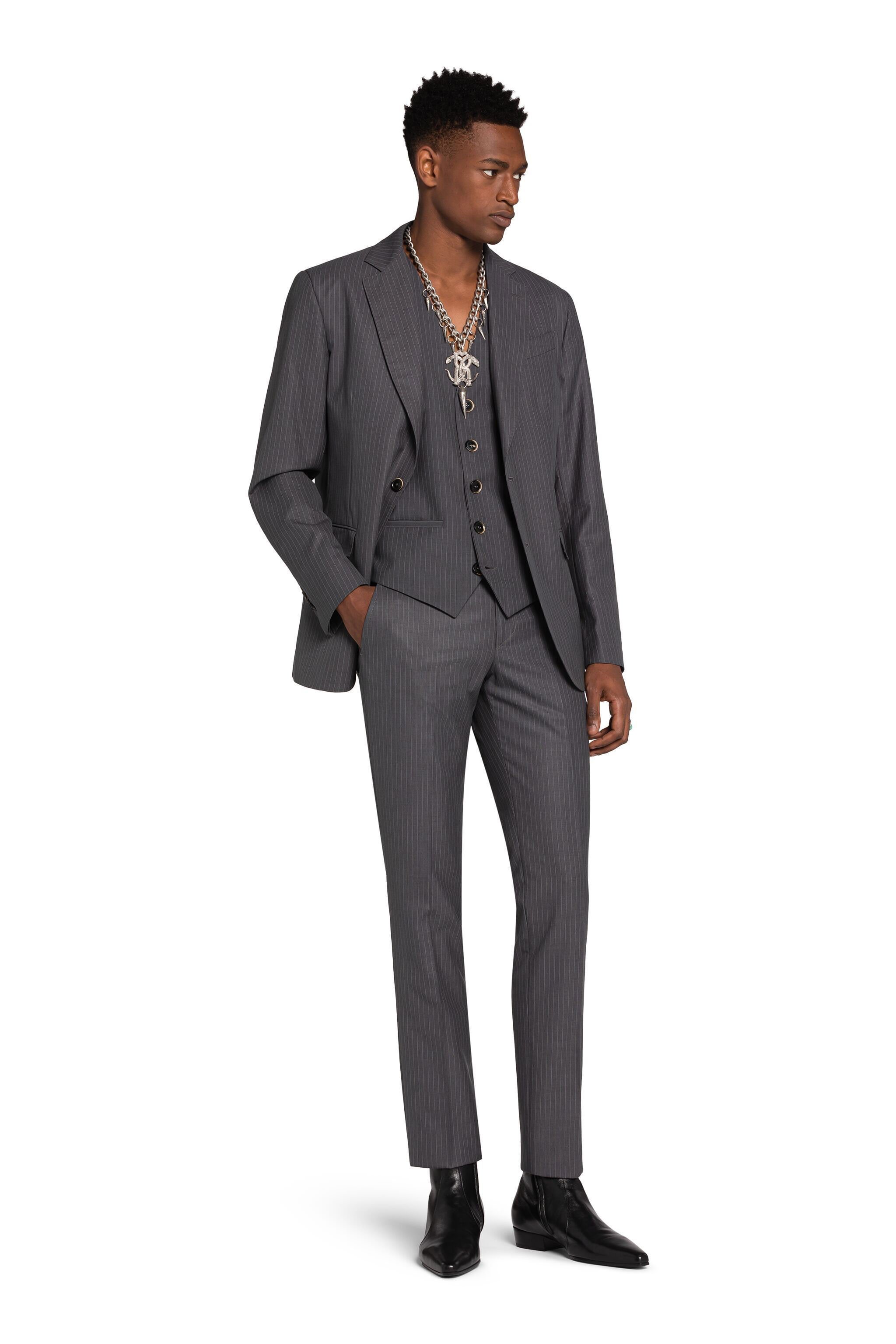 RC Pinstripe Three-Piece Suit Gray KOT40A-VW007