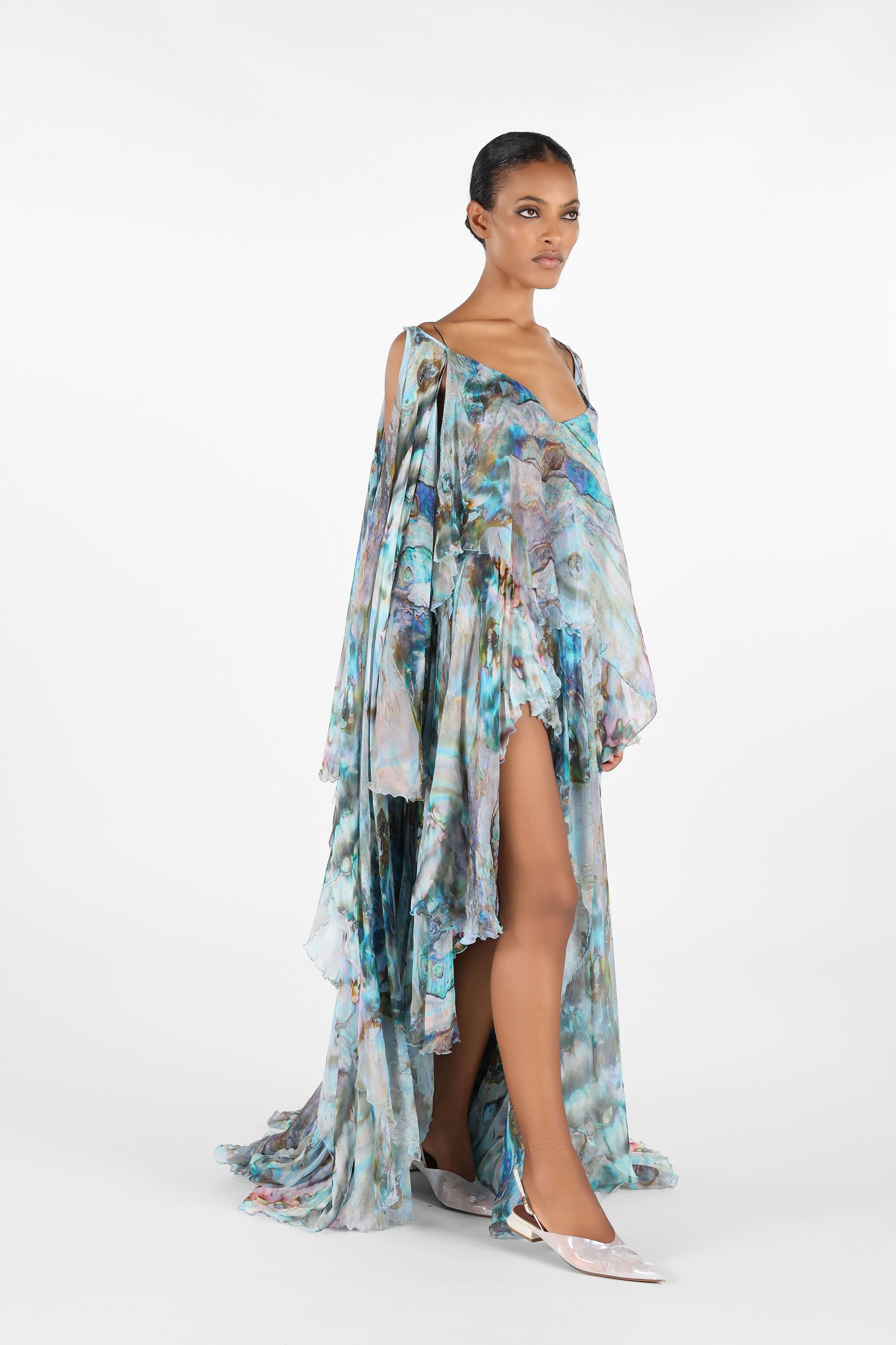 RC Mermaid Print Long Dress Blue/Silver UWT106-CKN92