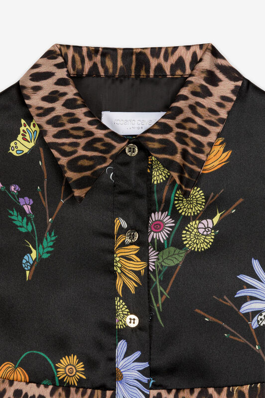 JU Floral And Jaguar-Print Silk Dress JU Floral And Jaguar-Print Silk Dress Black RJT10R-2NH92
