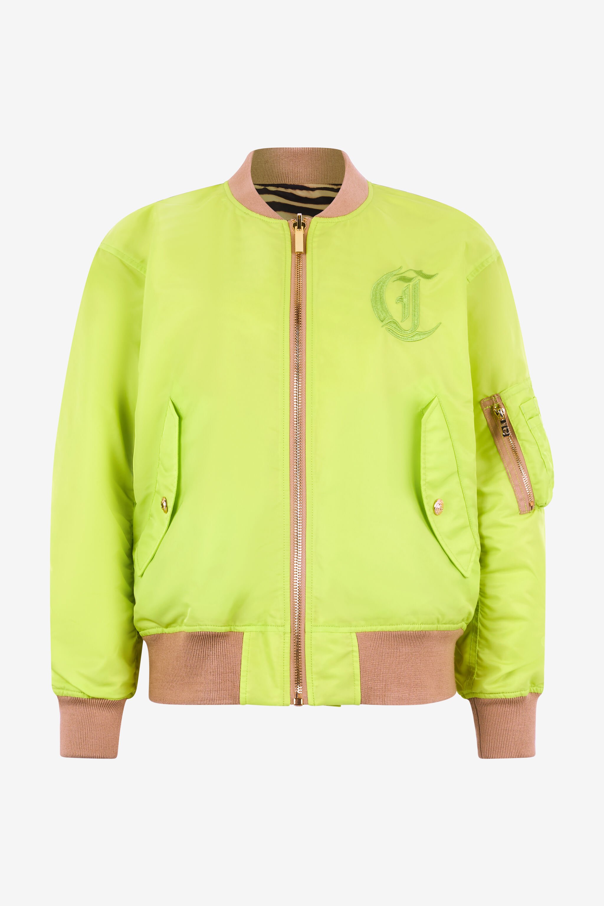 JC Bomber Jacket With JC Monogram Light green UFT200-UF266