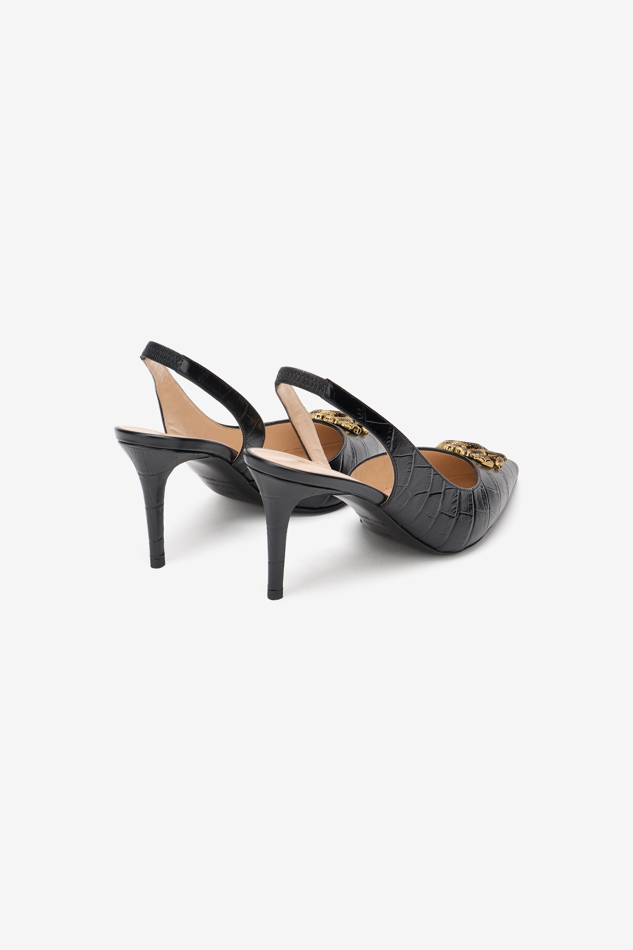 RC Chaussures Slingback à Imprimé Effet Croco BLACK SOS00R-PZ004