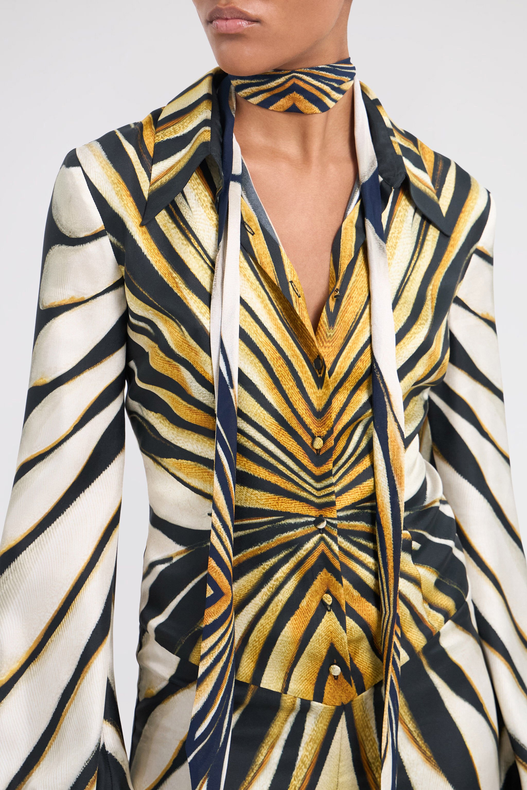 RC Ray Of Gold Print Silk Jumpsuit Gold TKT108-4QM33