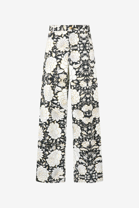 RC Pants with All-Over Floral Print Black/White VQJ207-DAP71