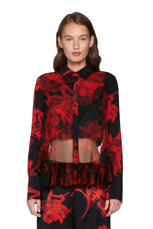 RC Camicia destrutturata con stampa Parrot Tulip BLACK/RUBY IQT703-SQP68