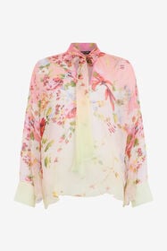 ${brand} Chiffon Blouse with Miami Flowers Print ${colorDescription} ${masterID}