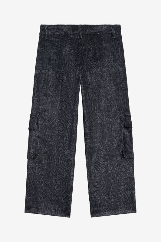 JU Black Cargo Jeans with Floral Print BLACK VJT23I-3RP29