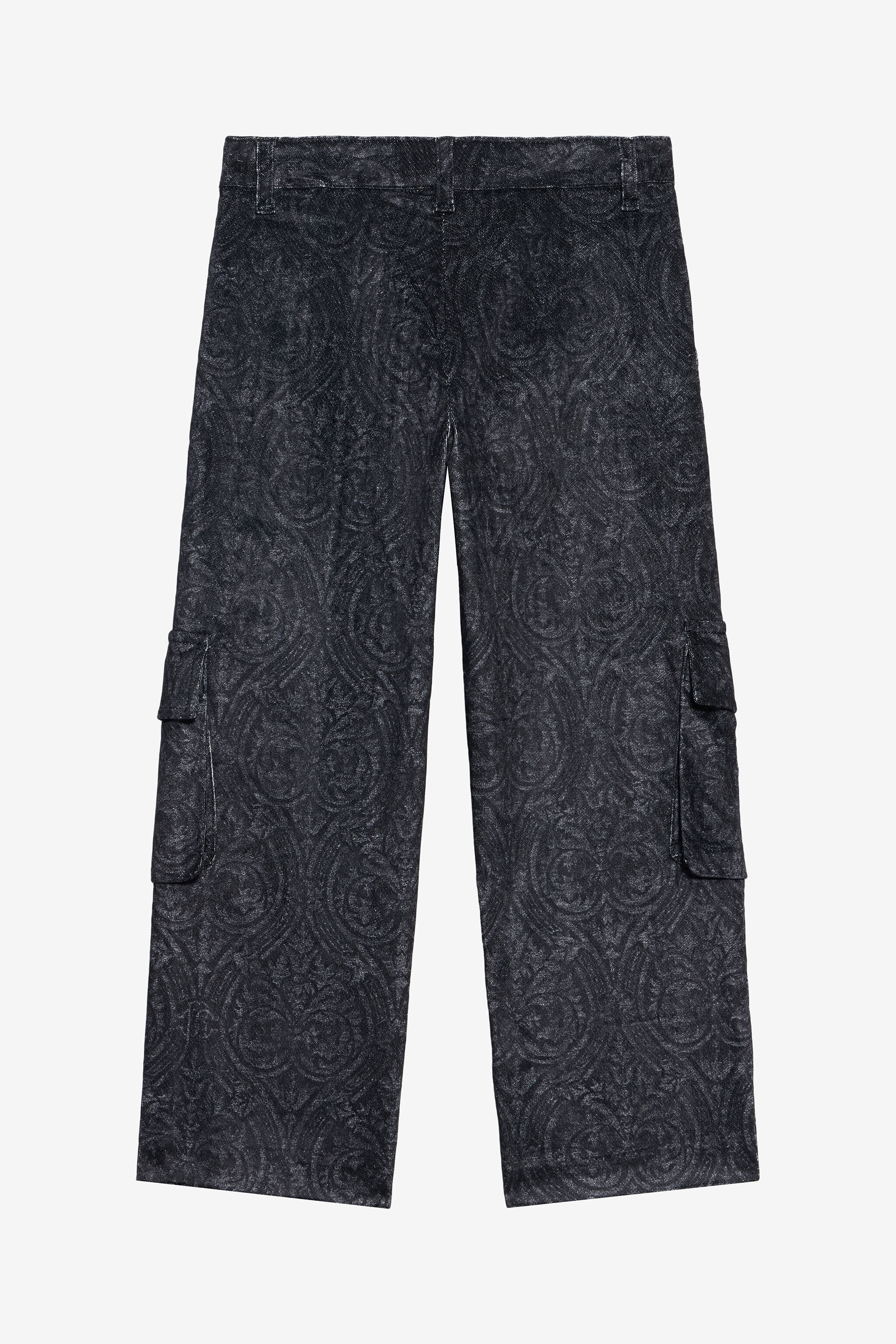 JU Black Cargo Jeans with Floral Print BLACK VJT23I-3RP29
