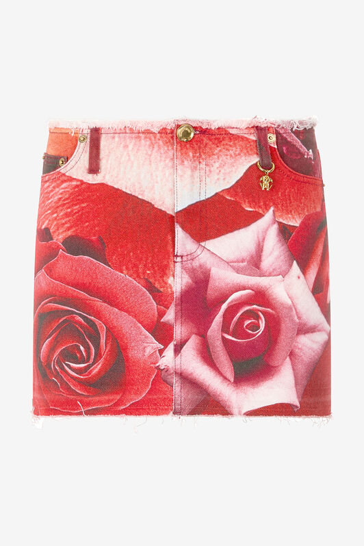 RC Miniskirt With Rose Print And Charm Red UKJ321-DAN48