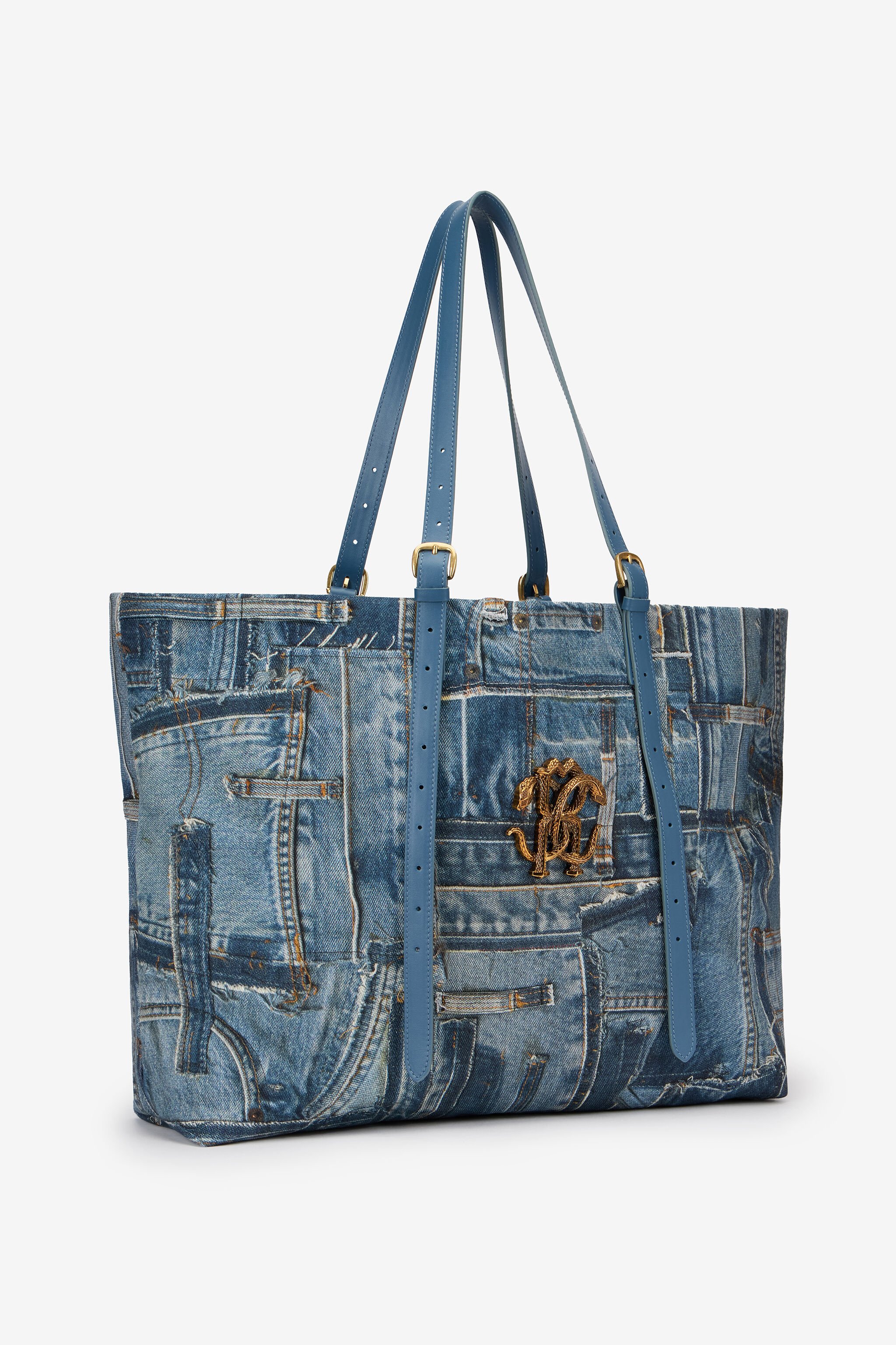 RC Denim Patchwork Print Shopping Bag JEANS WKB001-DLL01