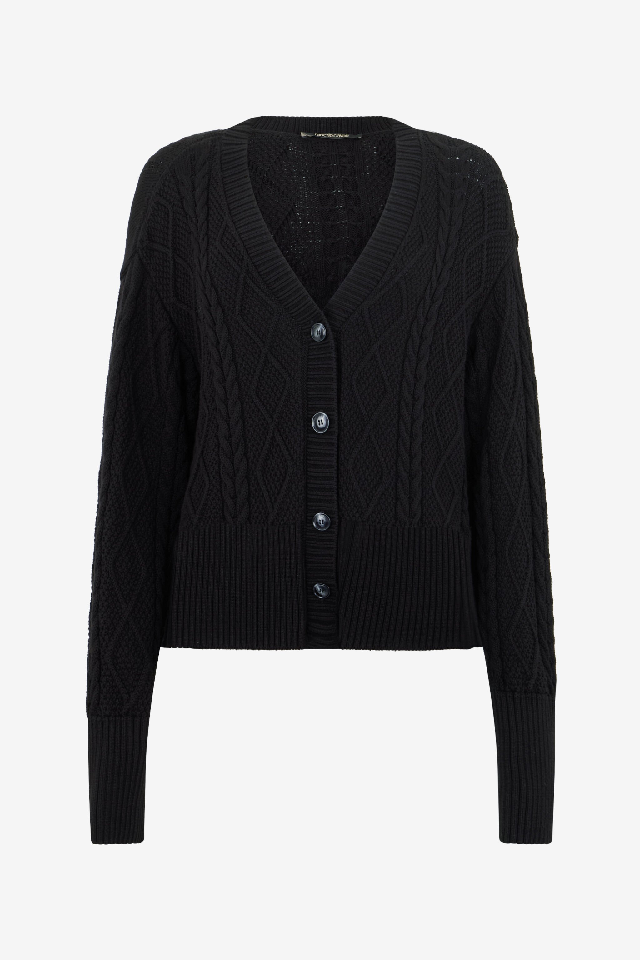 RC Black Cable-Knit Cardigan BLACK SOM60C-MG001