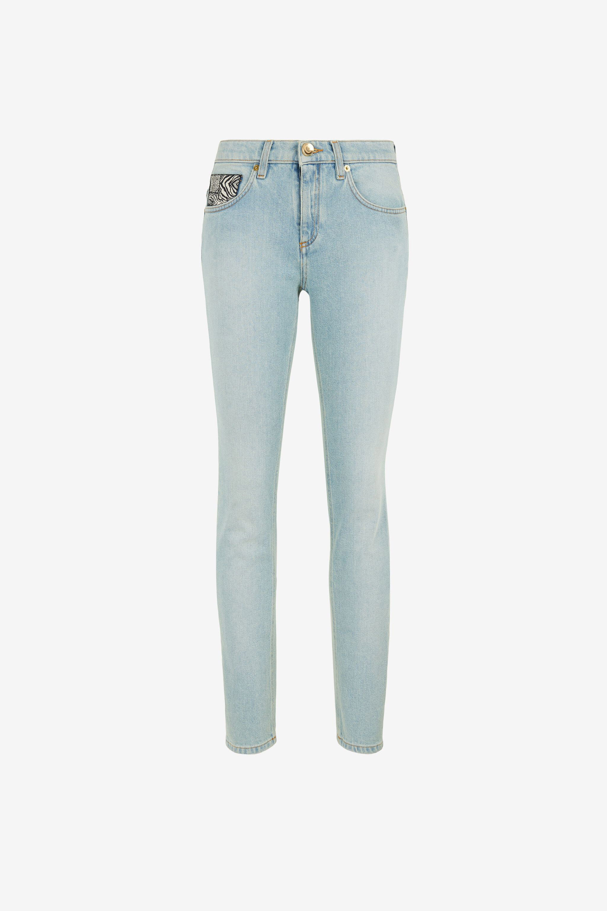 RC Animalier Patchwork-Print Appliqué Jeans Light blue OKJ232-DS006