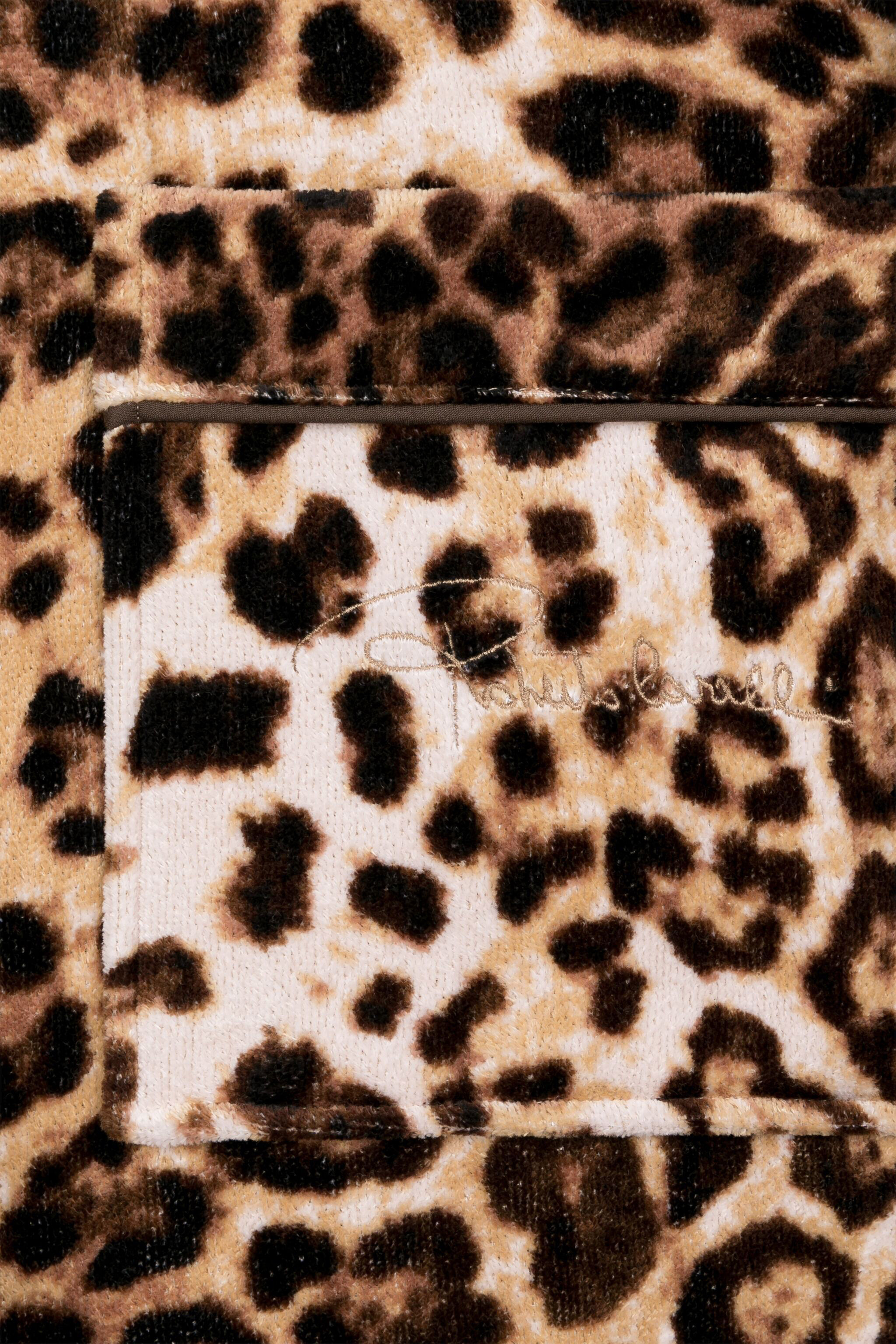 RC Leopard-Print Cotton Bathrobe Brown 223146-#0000