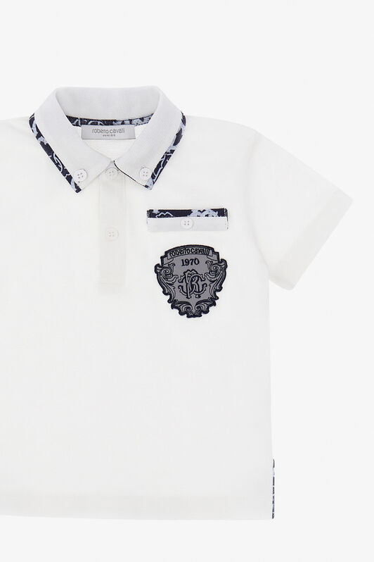 JU Button-Down-Poloshirt Mit Wappen Weiß TJT637-KB002