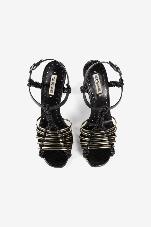 RC Snakeskin-print multi-strap sandals Black QKS018-PZI00