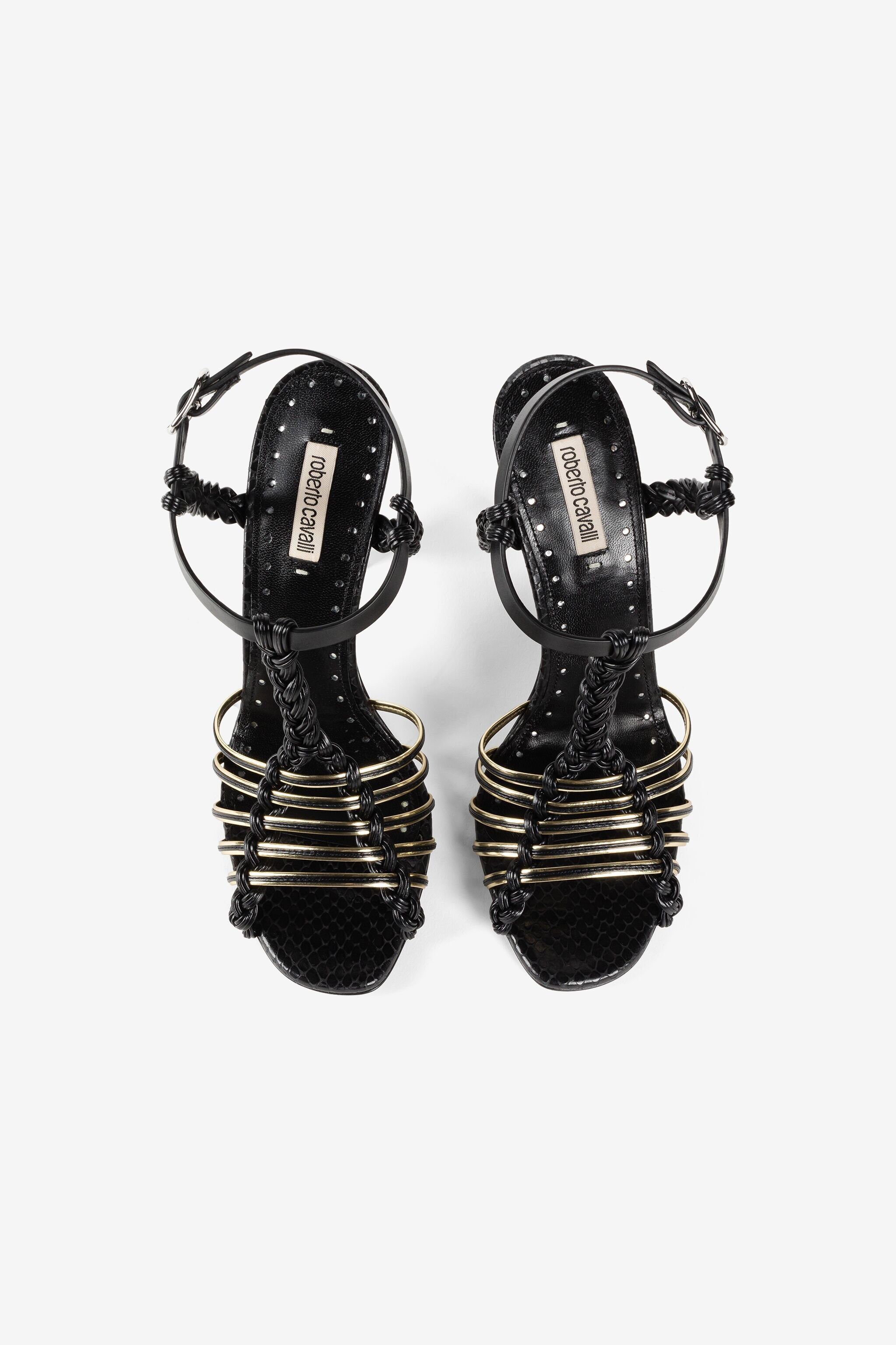RC Snakeskin-print multi-strap sandals Black QKS018-PZI00