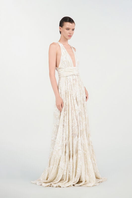 RC Langes Kleid mit ornamentalem Muster White WHITE WQT108-SLR36