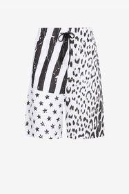 ${brand} Shorts sportivi con bandiera e stampa Leopard ${colorDescription} ${masterID}