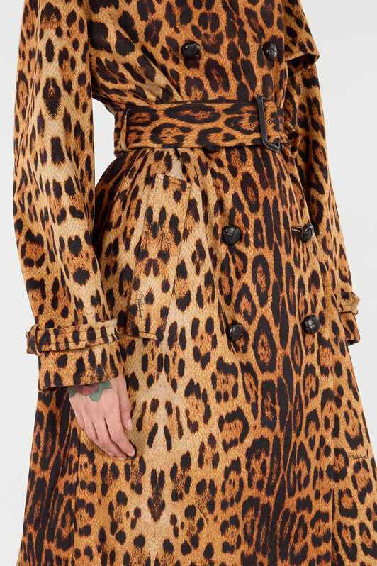 RC Long Trench Coat with Jaguar Skin Print Braun VKT503-HEP73