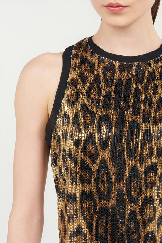 RC Sequin Mini Dress with Animal Print NATURAL WKT170-VXQ71