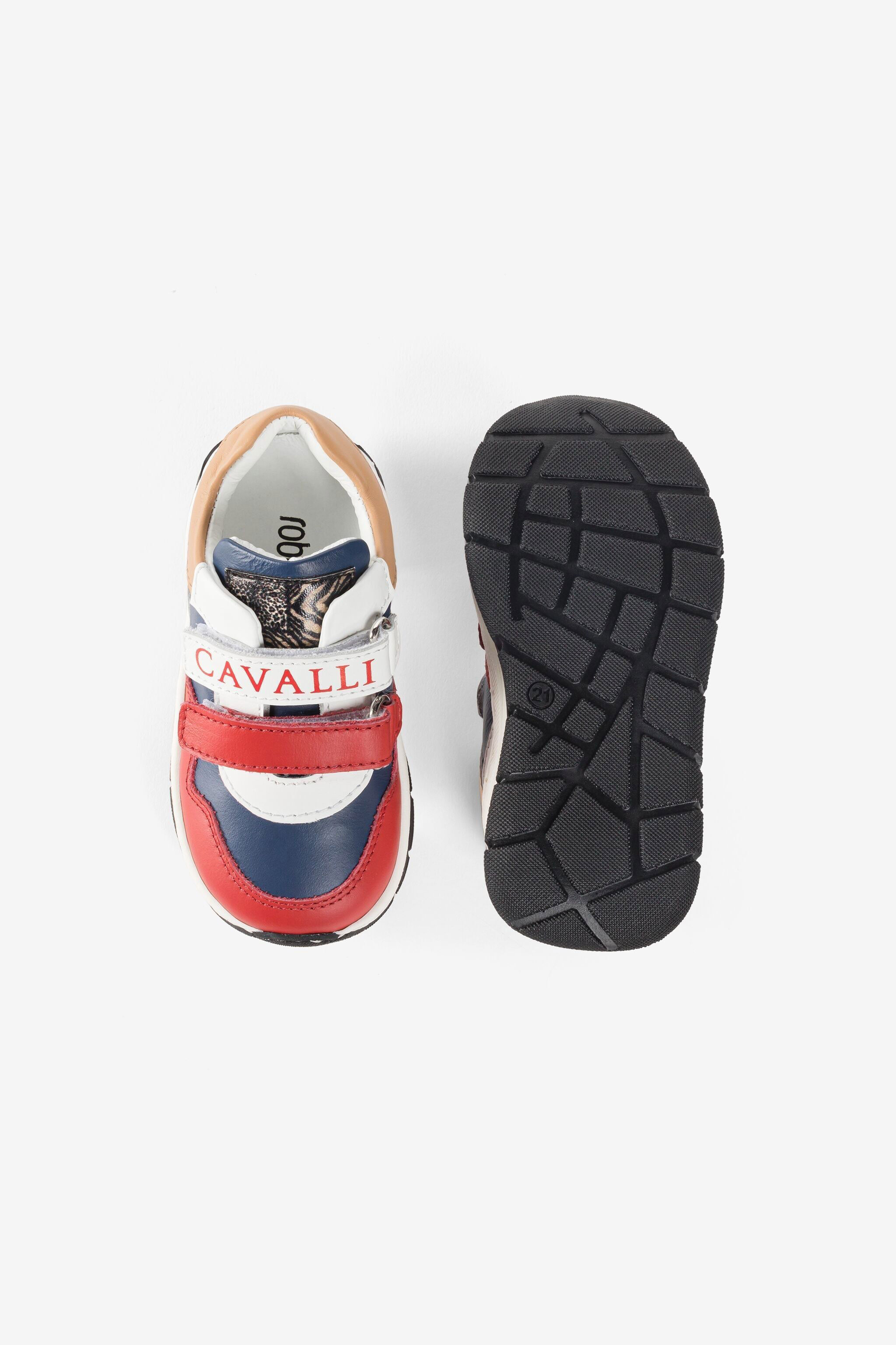 JU Logo-Print Sneakers Red/Blue PJS014-PN003