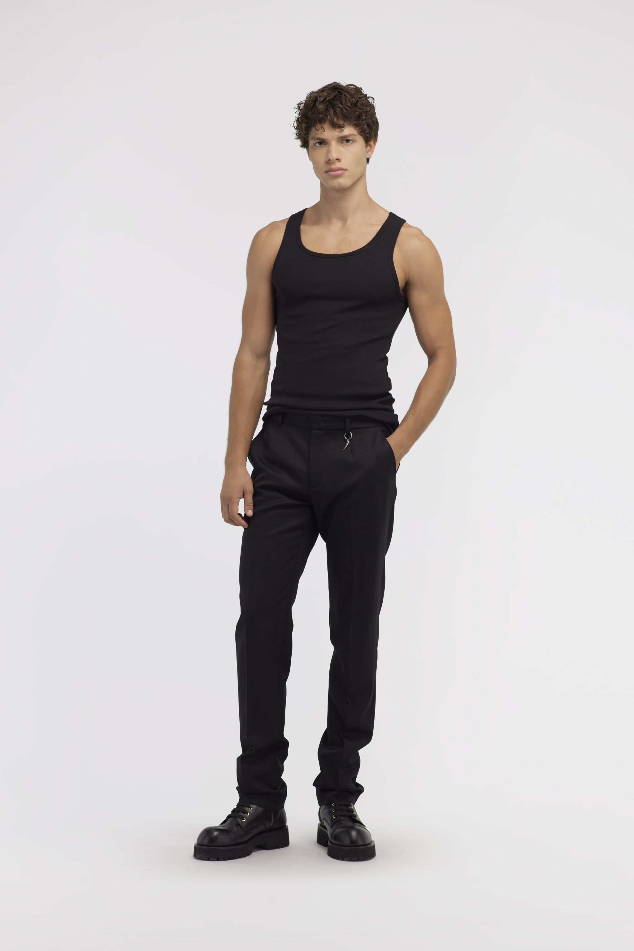 RC Schwarzes Geripptes Tanktop Schwarz SRT65A-JA002