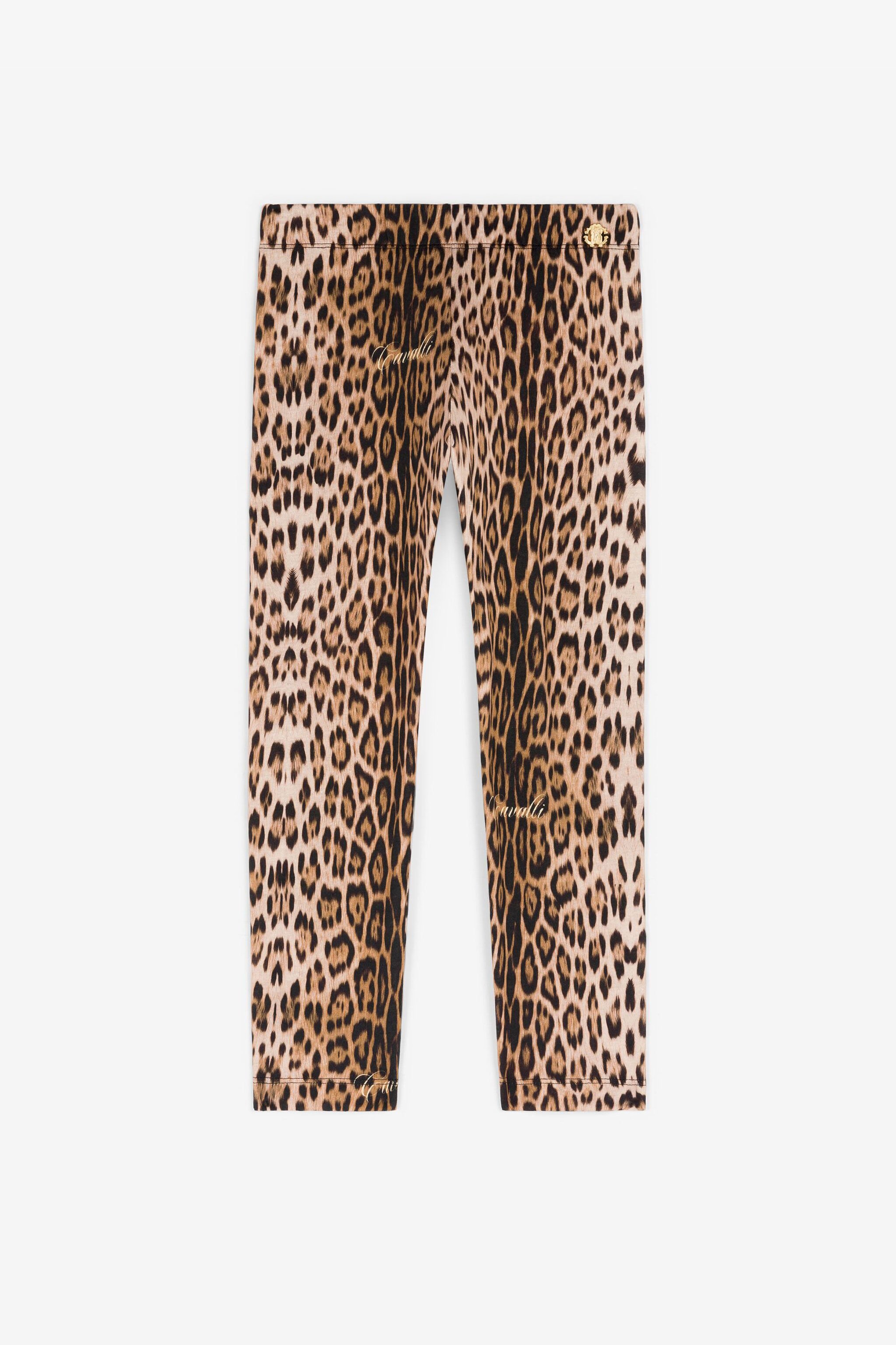 JU Leggins de algodón con estampado Jaguar Marrón claro RJT238-JFF65