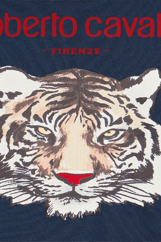 JU Blue T-Shirt with Tiger Print NAVY VJT612-JD001