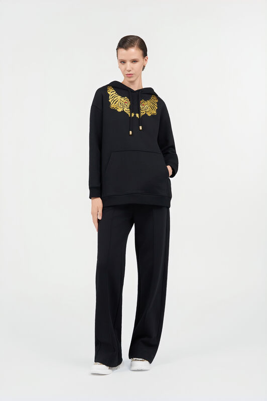 RC Sudadera Negra Con Bordado De Tigre BLACK WQT67B-CF057