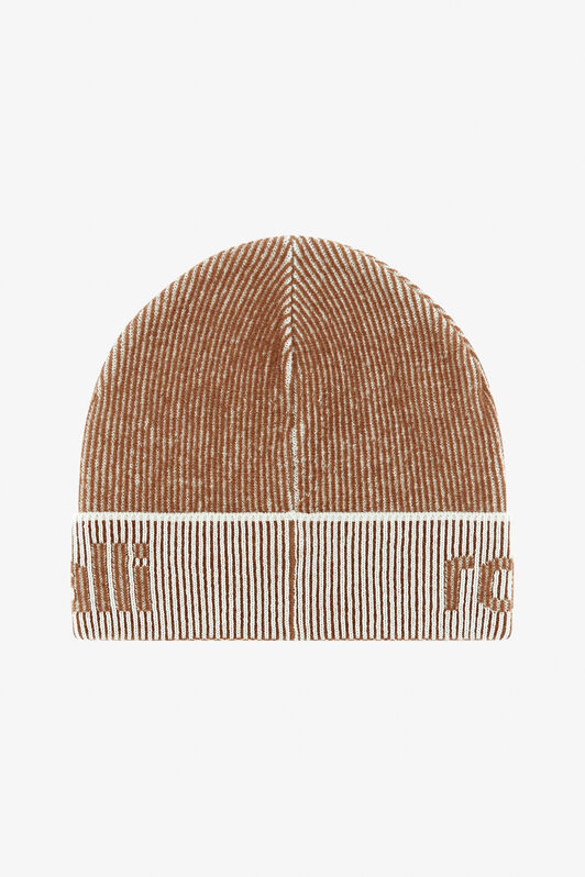 RC Cotton and Wool Blend Beanie with Logo Light Brown TALR15-IR032